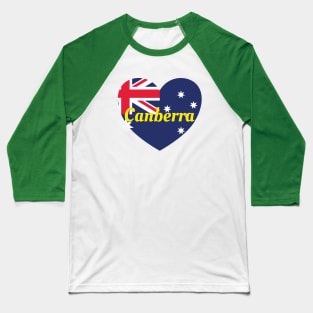 Canberra Australia Australian Flag Heart Baseball T-Shirt